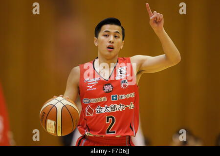 Yuki Togashi (jet), 29 novembre 2015 - Basket : National Basketball League 'NBL' 2015-2016 tra getti di Chiba 99-69 Nishinomiya cicogne in città Yachiyo palestra, Chiba, Giappone. (Foto di AFLO SPORT) Foto Stock