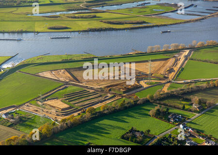 Conversione di Emschermündung, bocca di Emscher nel fiume Reno di Dinslaken, Rhein, Dinslaken, regione della Ruhr, Foto Stock