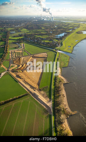 Conversione di Emschermündung, bocca di Emscher nel fiume Reno di Dinslaken, Rhein, Dinslaken, regione della Ruhr, Foto Stock