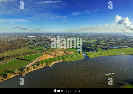 Conversione di Emschermündung, bocca di Emscher nel fiume Reno di Dinslaken, Rhein, Dinslaken, regione della Ruhr, Foto Stock