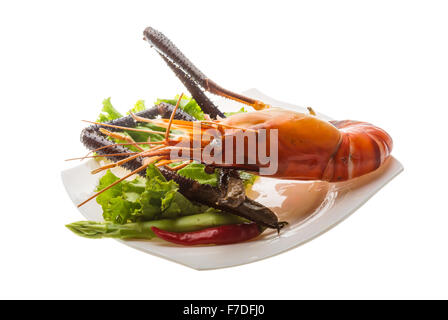 Gigante di gamberi di acqua dolce bollite con pepe Foto Stock