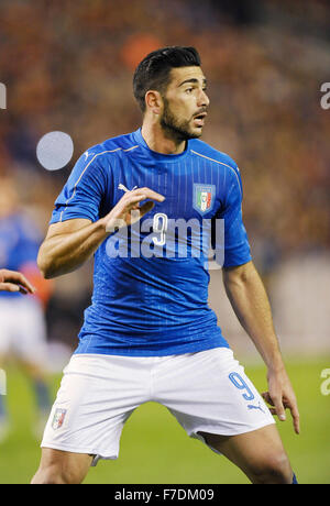 Stade Roi Baudouin, Bruxelles Belgio 13.11.2015, l'UEFA Football Team nazionali amichevole, Belgio vs. Italia 3:1 ----- Graziano Pelle, Italia Foto Stock
