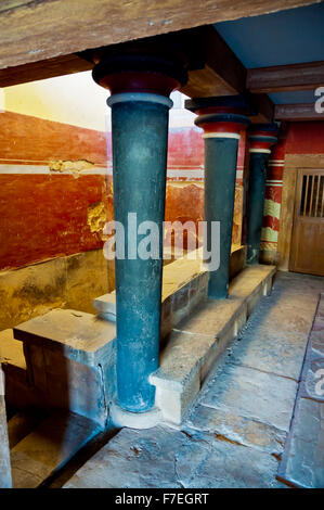 Sala del Trono, Cnosso, vicino a Heraklion, Creta, Grecia Foto Stock