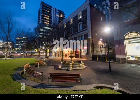 Adelaide, Australia del Sud - Agosto 11, 2015: Hindmarsh Square di notte. Esso è stato nominato da strada Comitato denominazione dopo John H Foto Stock