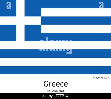 Bandiera nazionale della Grecia con proporzioni corrette, elemento, colori Illustrazione Vettoriale