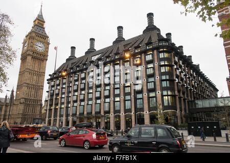 Vista generale GV di Portcullis house, Westminster, Londra, Gran Bretagna. Foto Stock