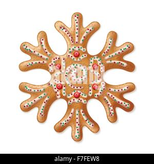 Ornati vettore realistica tradizionale Natale gingerbread il simbolo del fiocco di neve. Illustrazione Vettoriale Illustrazione Vettoriale