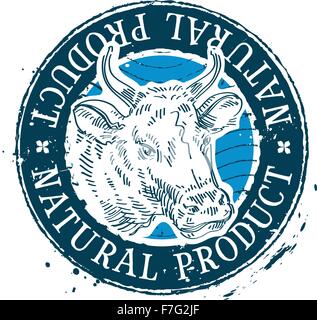 Vettore di vaccino logo design modello. latte o carne di manzo, vitello icona Illustrazione Vettoriale