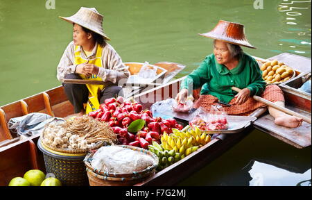 Bangkok Mercato Galleggiante di Damnoen Saduak, Bangkok, Thailandia Foto Stock