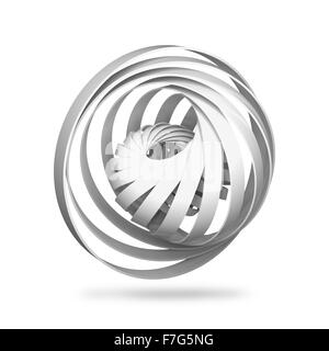 Abstract oggetto digitale, round 3d di strutture a spirale isolato su sfondo bianco Foto Stock
