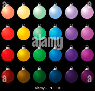 Colorate palle di Natale. Seamless sfondo può essere creato. Illustrazione su nero. Foto Stock