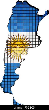 Mappa di Argentina con bandiera all'interno Illustrazione Vettoriale