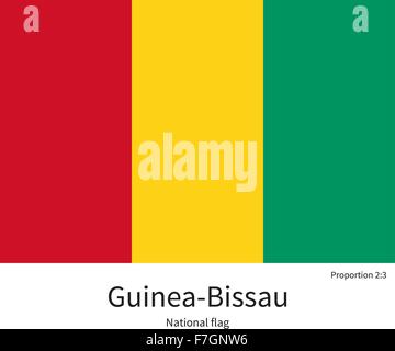 Bandiera nazionale della Guinea Bissau con proporzioni corrette, elemento, colori Illustrazione Vettoriale