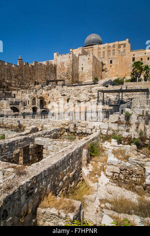 Gli scavi a est del Monte del Tempio fuori le mura di Gerusalemme, Israele, Medio Oriente. Foto Stock