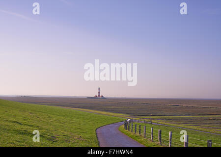 Il faro Westerhever in Frisia, Germania Foto Stock