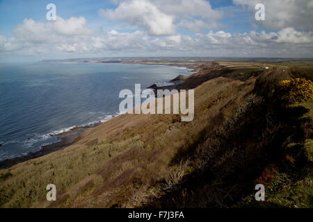 Il North Cornish Coast verso Widemouth, da Dizzard, nel Boscastle per Widemouth SSSI, North Cornish Coast Foto Stock