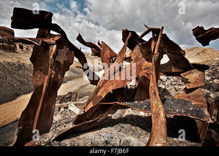 Shredded palancole sui terreni della ex Phoenix impianto siderurgico in Dortmund Hoerde. Foto Stock