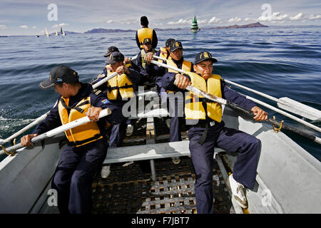 La Bolivia è un paese senza sbocco sul mare dal 1879. Ma come ancora unterhaelt paese povero un separato della Marina Naval Boliviana. Foto Stock