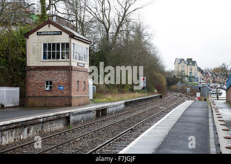 Stazione di casella di segnale a Llandrindod Wells stazione ferroviaria in Galles Foto Stock