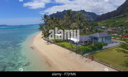 Kaaawa, Spiaggia, sopravvento, Oahu, Hawaii Foto Stock