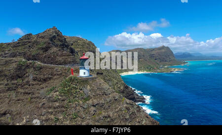 Faro, Makapuu Beach, Oahu, Hawaii Foto Stock