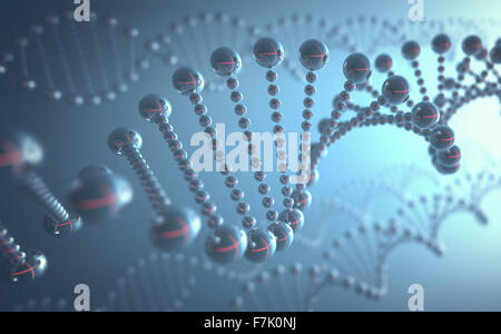 Metallica elica di DNA in un concept futuristico dell'evoluzione della scienza e della medicina. Foto Stock