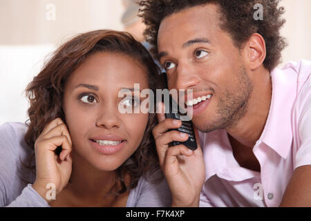 Matura al telefono Foto Stock