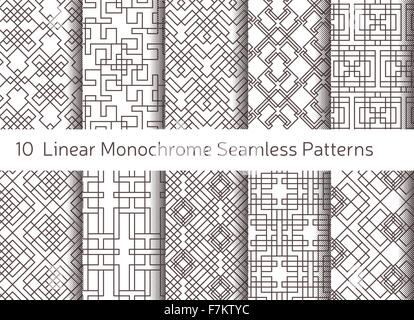 Astratta geometrica seamless pattern. Motivo lineare dello sfondo. Decorazioni monocromatiche design Illustrazione Vettoriale