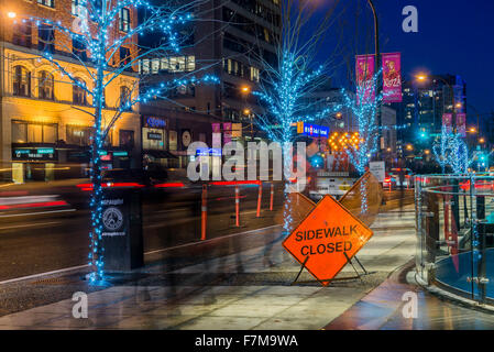 Marciapiede segno chiuso, Vancouver, British Columbia, Canada, Foto Stock