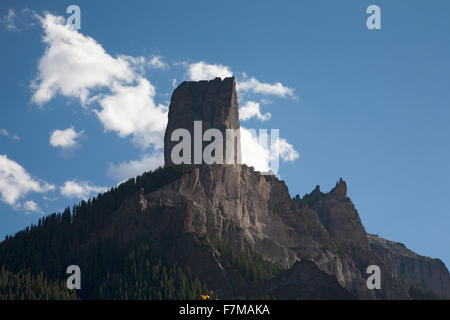 Picco di camino nel Uncompahgre National Forest, Colorado, vicino Ridgeway, CO Foto Stock