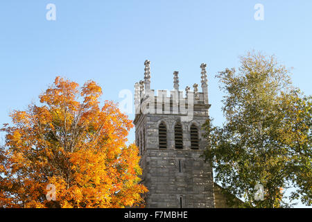 La torre della chiesa unita del Dorset e Oriente Rupert, Dorset, Vermont, Stati Uniti, America del Nord Foto Stock