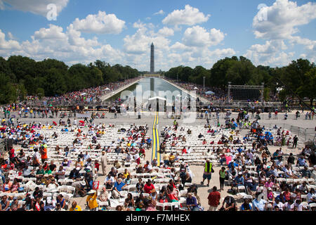 I diritti civili folle all'azione nazionale per realizzare il sogno di marzo e rally per il cinquantesimo anniversario della marcia su Washington e Martin Luther King Ho un sogno discorso, Agosto 24, 2013, il Lincoln Memorial, Washington D.C. Foto Stock