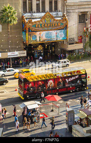 Vista sul walk of fame dal di sopra, Hollywood Foto Stock
