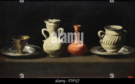 Pittura intitolato 'Still vita con navi" da Francisco de Zurbarán (1598-1664) pittore spagnolo, noto per i suoi dipinti di soggetto religioso. Datata 1660 Foto Stock