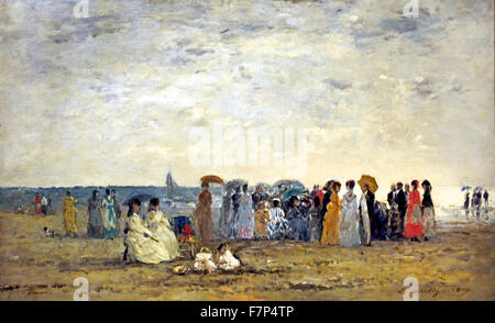 Baigneurs sur la plage de Trouville - bagnanti sulla spiaggia di Trouville 1869 Eugène Boudin 1824 - 1898 il francese in Francia Foto Stock