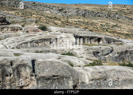 Uplistsikhe (la fortezza di Signore) antico rock-conci di città in Georgia, Shida Kartli regione Foto Stock