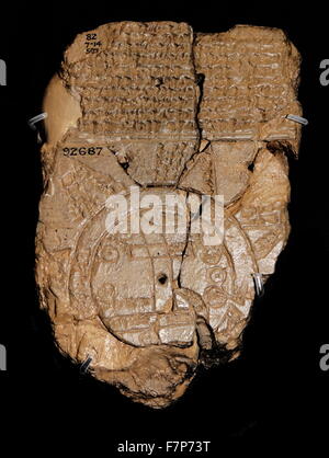 Clay Tablet raffigurante un tardo mappa babilonese del mondo. Datata 700 BC Foto Stock