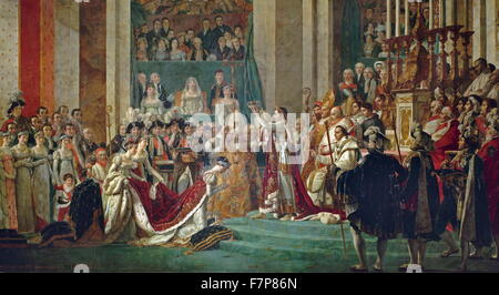 Consacrazione dell'imperatore Napoleone I e incoronazione dell'imperatrice Giuseppina da Jacques-Louis David (1748-1825), pittore francese in stile neoclassico considerato il pittore preminente del SER. Datata 1807 Foto Stock