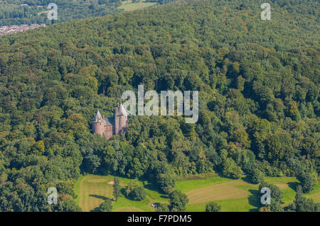 Vista aerea del Castell Coch e la A470 presa sul Foto Stock