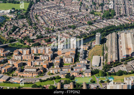 Vedute aeree del centro di Cardiff Foto Stock