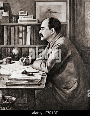 Joseph Rudyard Kipling, 1865 - 1936. Inglese a breve storia dello scrittore, poeta e romanziere. Dopo la pittura di Sir Philip Burne-Jones. Foto Stock