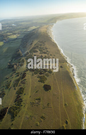 Una veduta aerea di Tennyson giù, Isola di Wight. Foto Stock