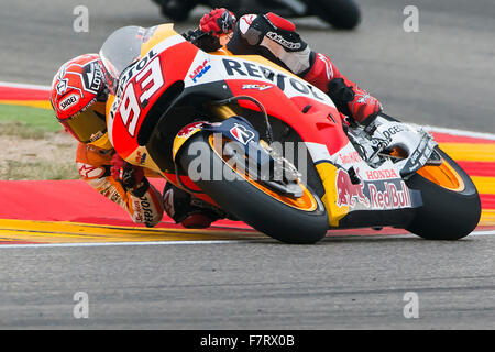 Marc Marquez. Il pilota del Repsol Honda Team. Grand Prix Movistar di Aragona della MotoGP. Aragona, Spagna. Il 27 settembre 2015 Foto Stock