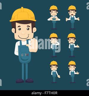 Set di caratteri ingegnere pone Illustrazione Vettoriale