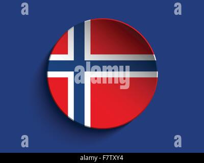 Bandiera cerchio di carta pulsante Ombra Norvegia Illustrazione Vettoriale