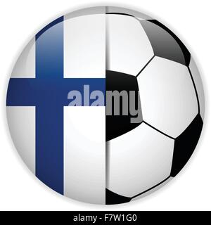 Bandiera della Finlandia con pallone da calcio sfondo Illustrazione Vettoriale