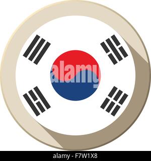Corea del Sud bandiera icona pulsante moderno Illustrazione Vettoriale