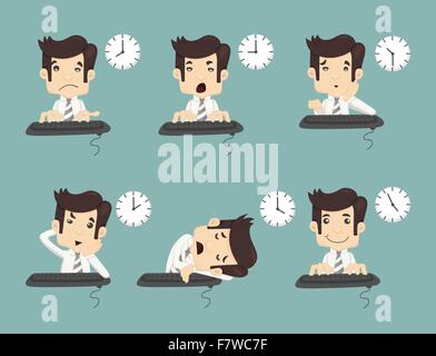 Set di imprenditore del tempo di lavoro Illustrazione Vettoriale