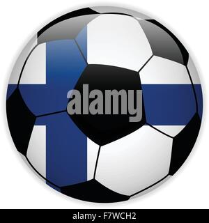 Bandiera della Finlandia con pallone da calcio sfondo Illustrazione Vettoriale