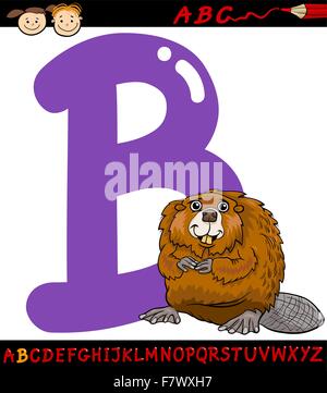 Lettera b per beaver cartoon illustrazione Illustrazione Vettoriale